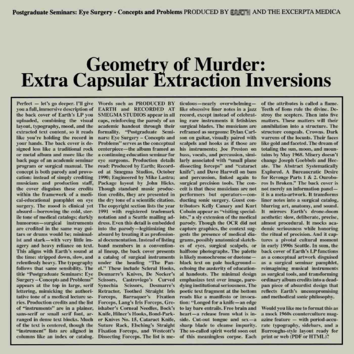 Earth x Black Noi$e - Geometry of Murder: Extra Capsular Extraction Inversions